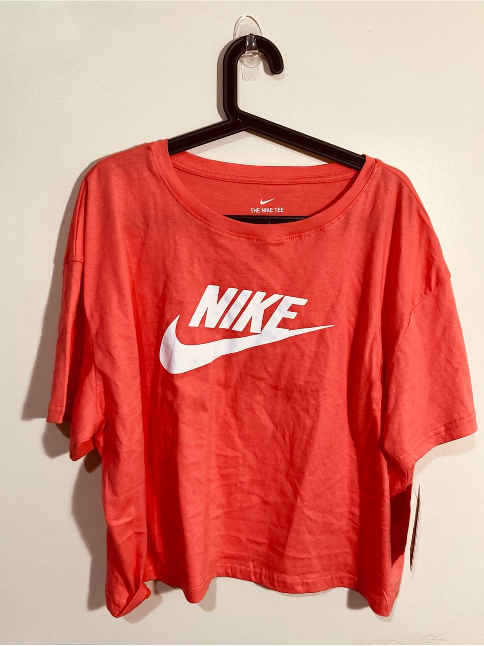 Nike The Nike Tee Womens 3XL Coral Short Sleeve Cutoff Logo T-Shirt NEW